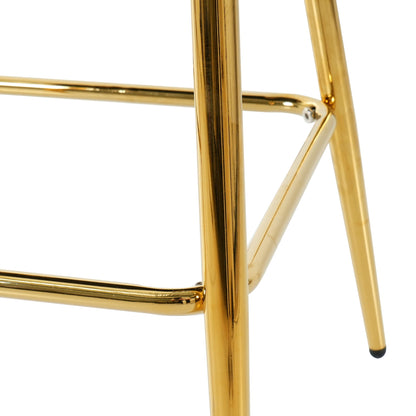 Shell Shape Velvet Bar Chair With Gold Plated Metal Legs (Set of 2) - Green