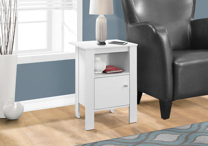 Accent Nightstand Side Table, Storage, Transitional - White