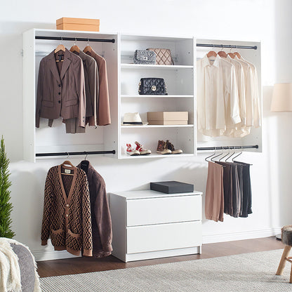 Devi - Wall Mounted Wood Closet System Modular Versatility And Warm - White