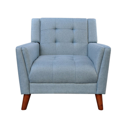 Luminaesque - Fabric Upholstered Armchair With Tufted Back - Blue