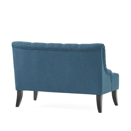 Nicole - French Style Upholstered Loveseat With Tufted Backrest - Navy Blue
