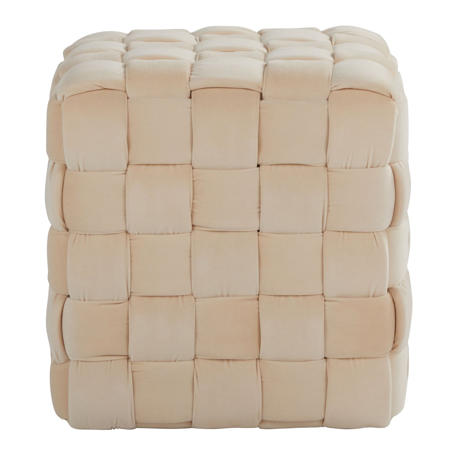 Square Braided Ottoman - Cream