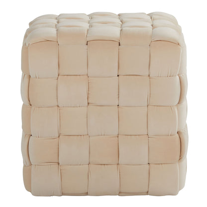 Square Braided Ottoman - Cream