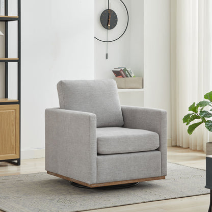 Modern Square Upholstered Swivel Accent Chair Chenille For Living Room Or Bedroom - Light Gray