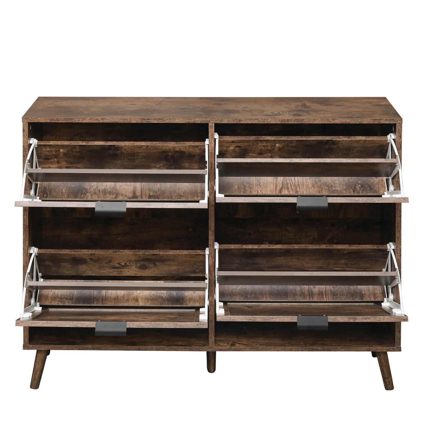 4 Door Shoe Rack, Freestanding Modern Shoe Storage Cabinet, For Entryway - Burly Wood