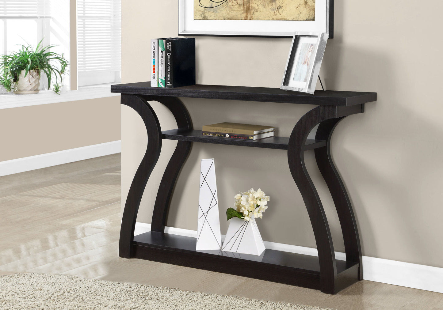 Accent Console Table For Entryway, Contemporary Versatile Placement - Espresso