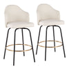 Ahoy - Contemporary Fixed Height Counter Stool Round Gold Footrest (Set of 2) - Cream / Black