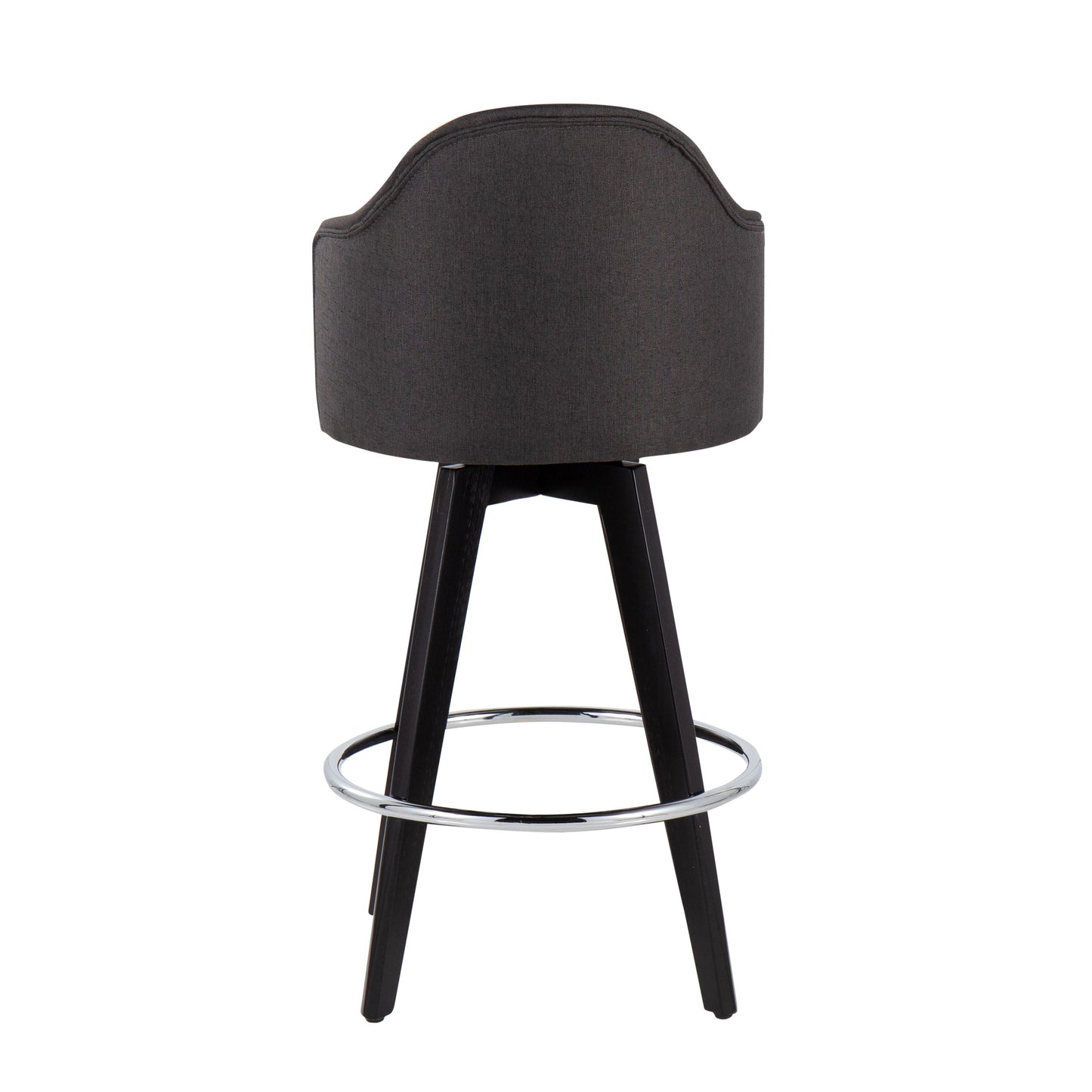 Ahoy - Contemporary Fixed Height Counter Stool Round Chrome Footrest (Set of 2) - Charcoal / Black