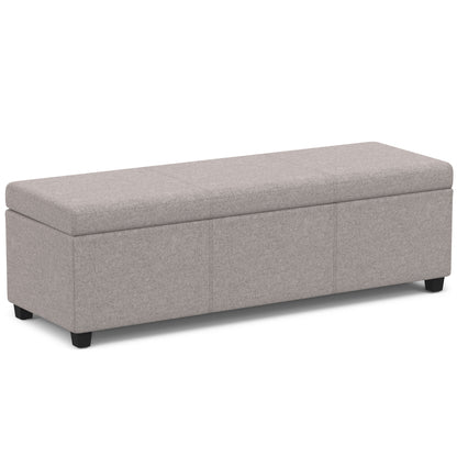 Avalon - Extra Large Storage Ottoman Bench - Cloud Gray