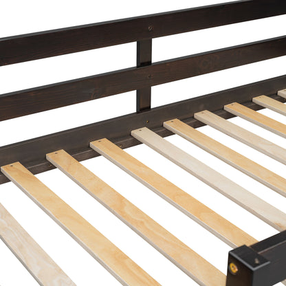 Twin Over Twin Classic Bunk Bed With 4 Drawers And 3 Shelves - Espresso