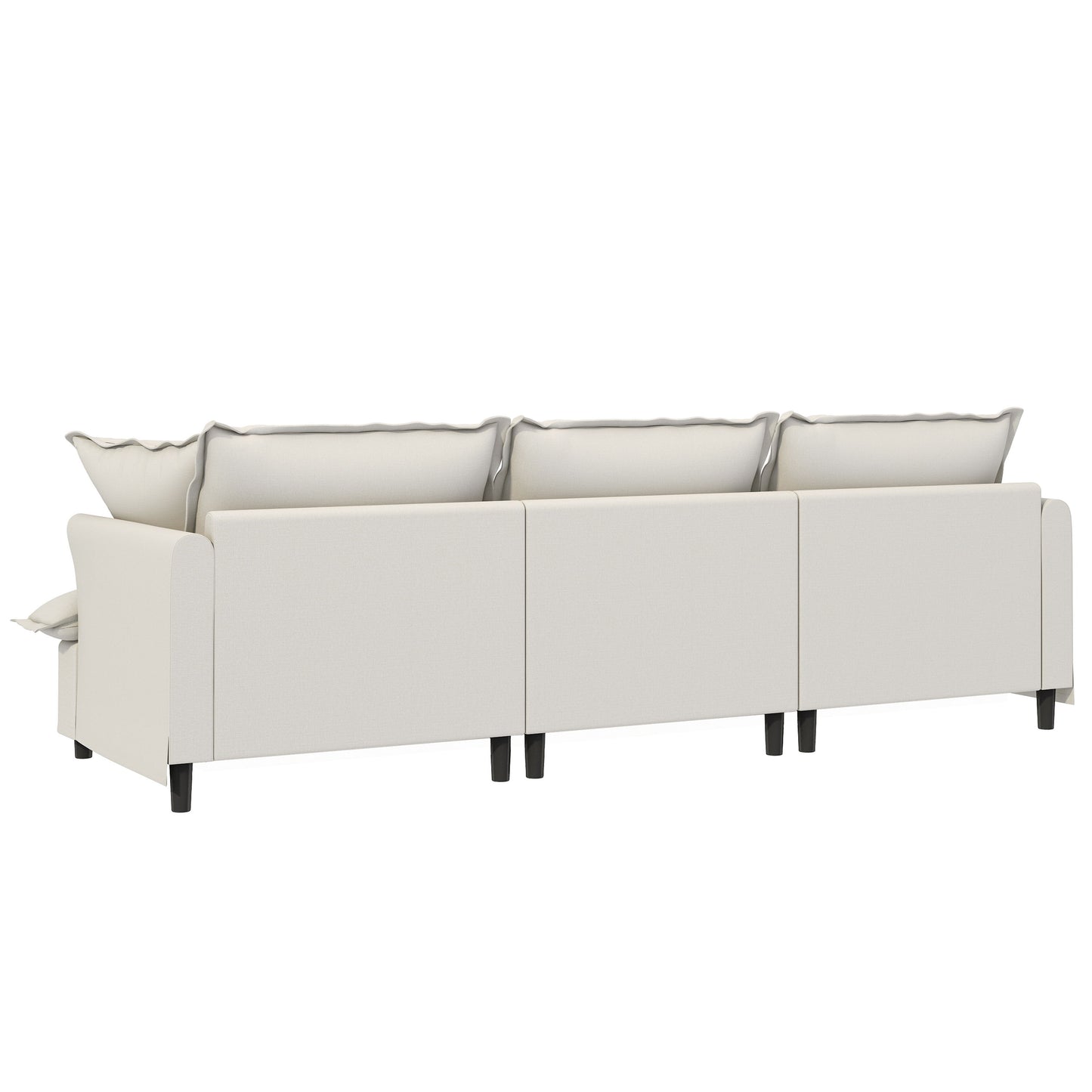 3 Seat Sofa Module For Modular Sectional Wide Seat Cloud Couch With Throw Pillows Upholstered - Beige