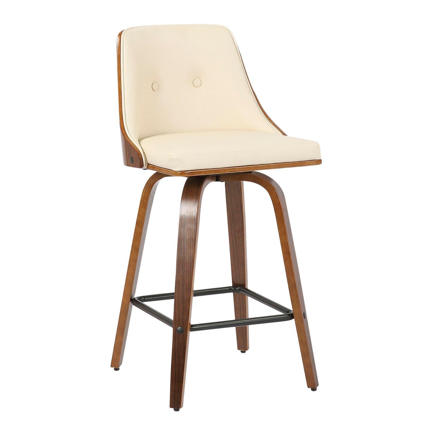Gianna - Mid-Century Modern Counter Stool (Set of 2) - Walnut / Cream