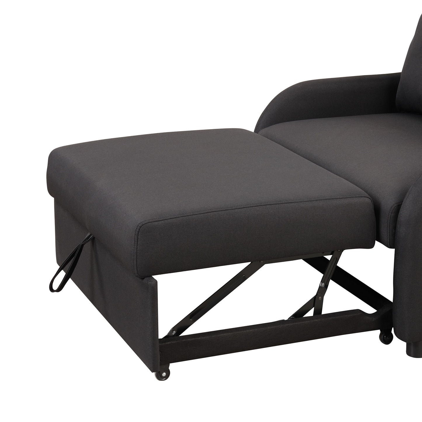 3 In 1 Pull Out Sofa Sleeper With Wing Table And USB Charge - Black
