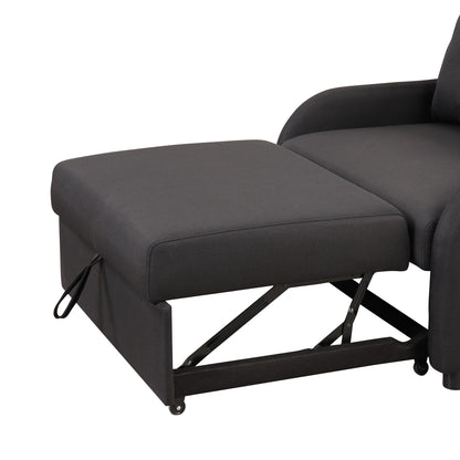 3 In 1 Pull Out Sofa Sleeper With Wing Table And USB Charge - Black