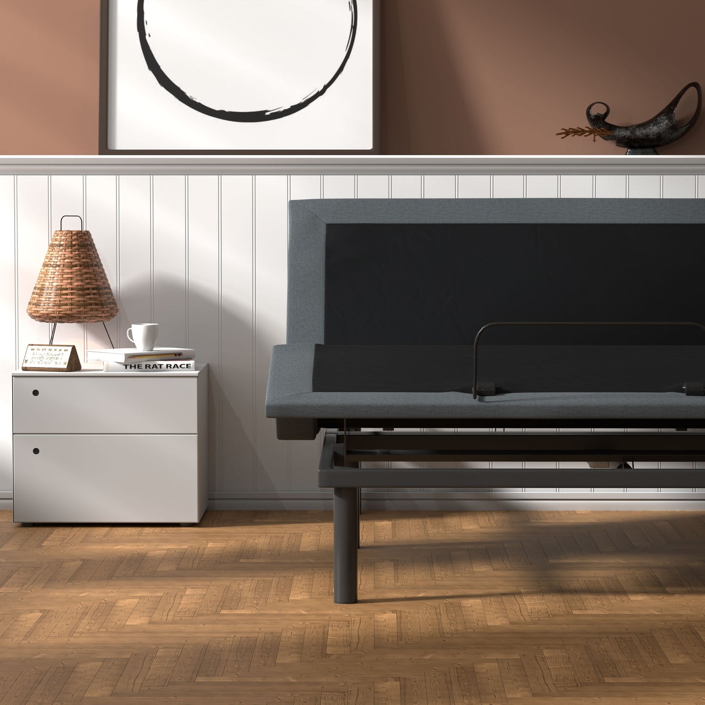Btx4 - California King Adjustable Bed Base With Head And Foot Position Adjustment - Black / Gray
