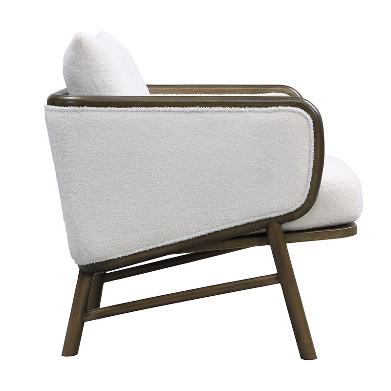 Sherpa Fabric Accent Chair, Upholstered Armchair With Solid Wood Frame, Comfortable Contemporary Lounge Chair For Living Room - White