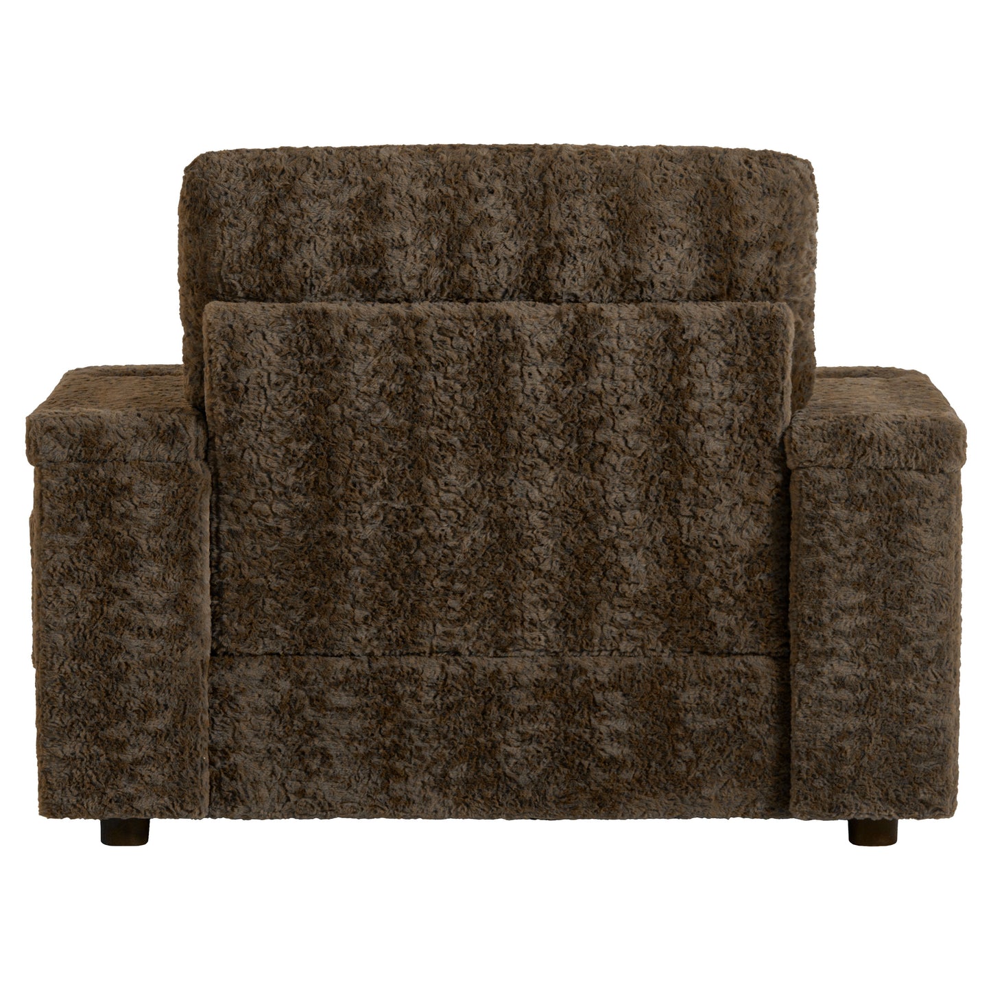 Oversized Chaise Lounge Indoor Rabbit Fur Sofa Bed With Storage Ottoman And Armrests Cup Holders With Deep Seat - Brown