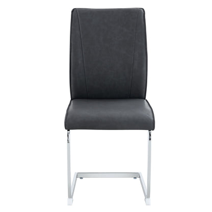 Luxury Simple Arch Chair Set Of 4 High Resilience Dining Chair - Dark Gray / Silver
