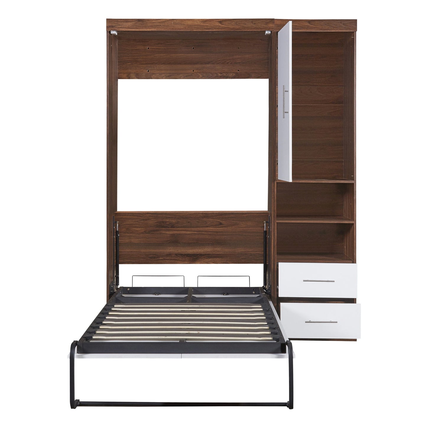 Twin Size Murphy Wall Bed With Cabinet - White