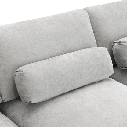 Modular Sectional With Storage Pockets, 5 Seat U Shaped Couch Set With Pillows, Free Combination Modern Cloud Sofa With 2 Movable Ottoman - Medium Gray