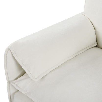Modern Chenille Oversized Deep Seat Sectional Sofa, Large 3 Seater Modular Sofa With Pillows - Beige