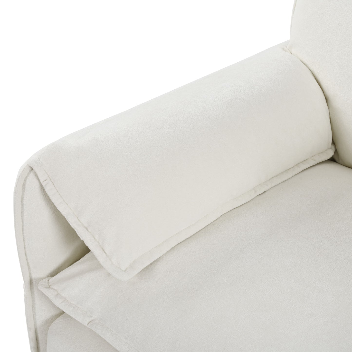 Deep Seat Sectional Cloud Sofa With 2 Ottomans & Soft Pillows, Modular Loveseat For Living Room - Beige Chenille 75.59X57.48X33.46 Inches