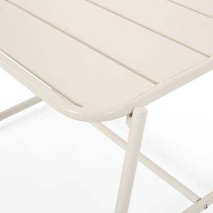 Outdoor Side Table With Metal Frame - White