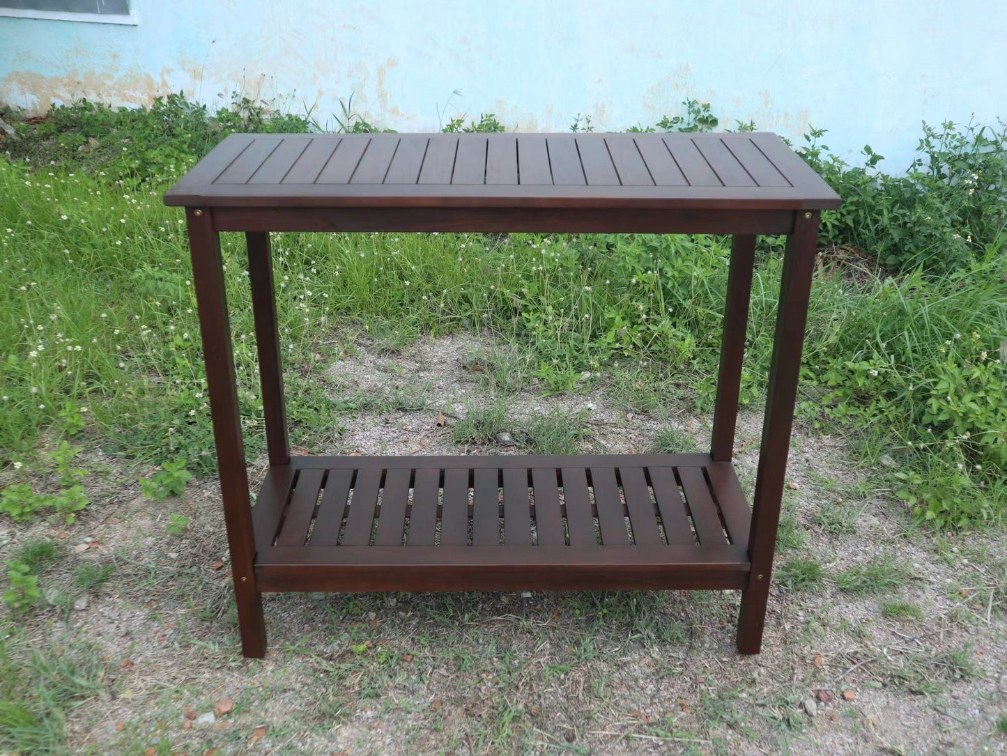 Workstation For Garden Balcony Garage, Acacia Console Potting Table - Brown