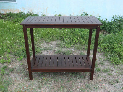 Workstation For Garden Balcony Garage, Acacia Console Potting Table - Brown