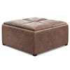 Avalon - Square Coffee Table Storage Ottoman - Distressed Umber Brown
