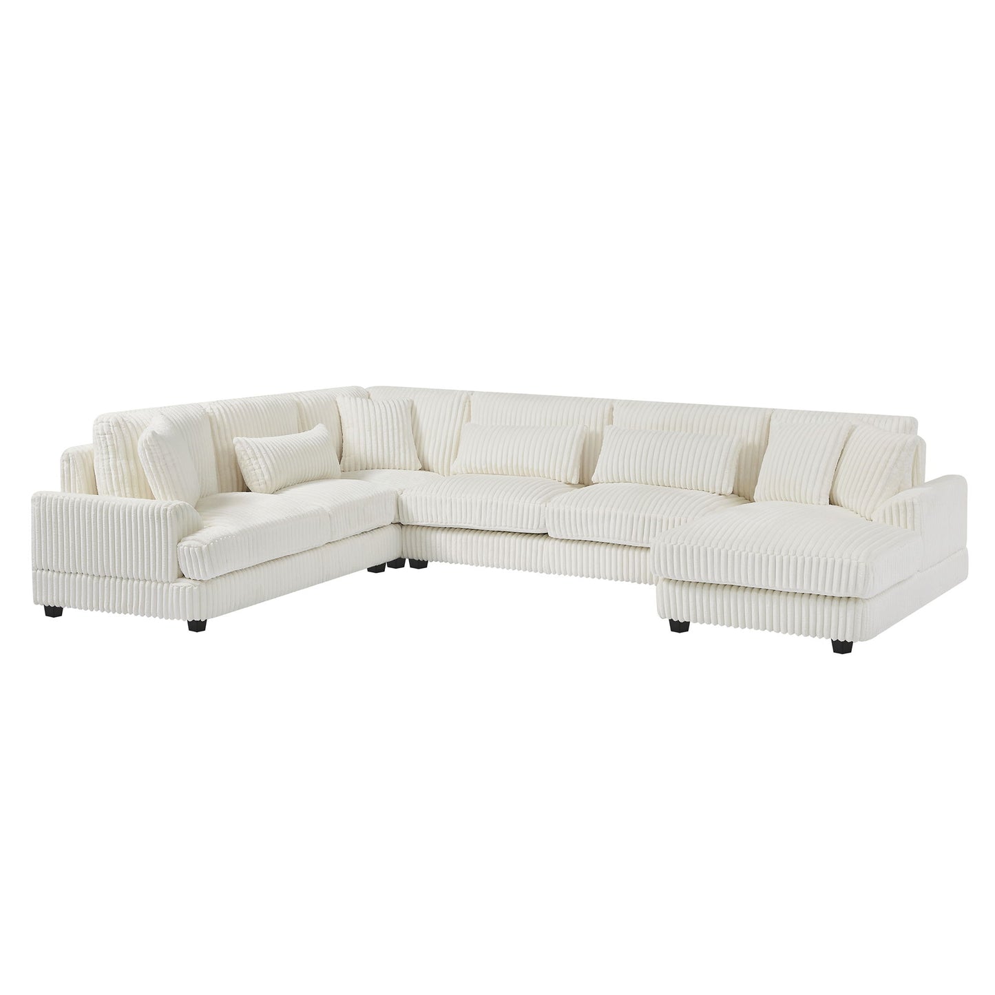 Oversized Sectional Sofa U - Shaped Sofa Couch Modern Sofa Upholstered In Soft Corduroy With A Chaise Lounge For Living Room - Beige
