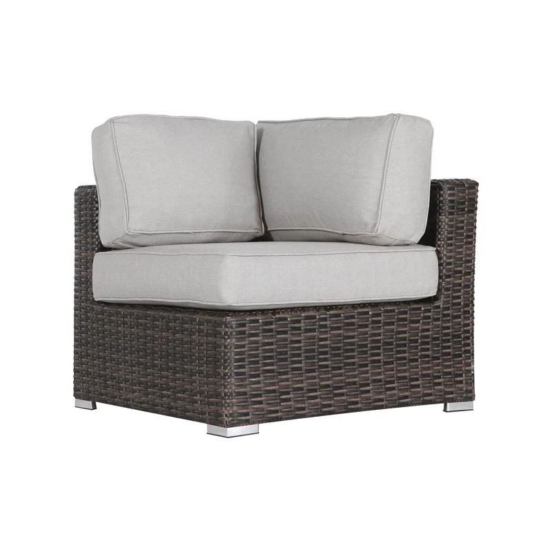 6 Person Seating Set With Cushions - Brown / Gray