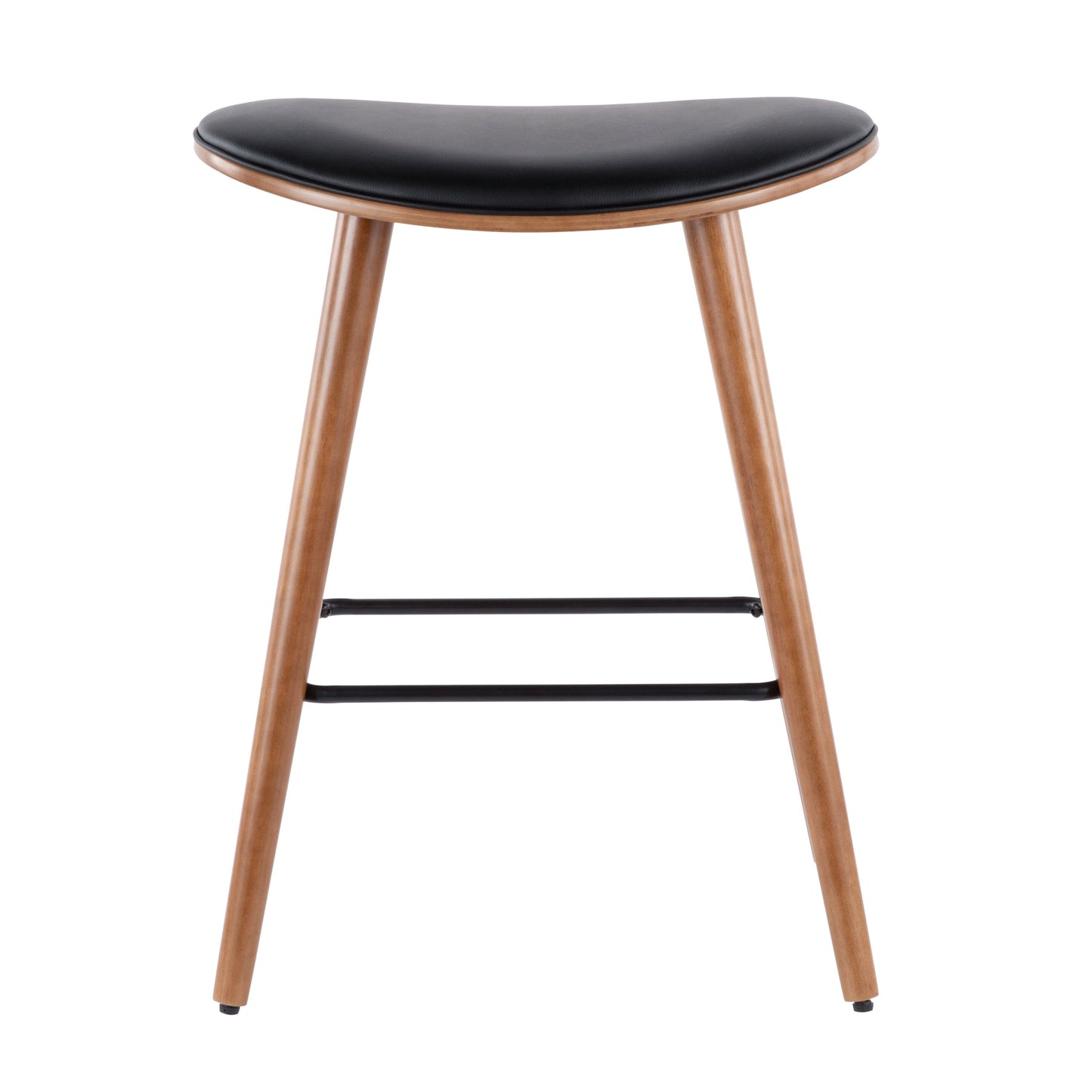 Saddle - Mid-Century Modern Counter Stool (Set of 2) - Walnut / Black