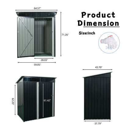 Tc53Bl Outdoor Metal Storage Shed Transparent Plate - Black