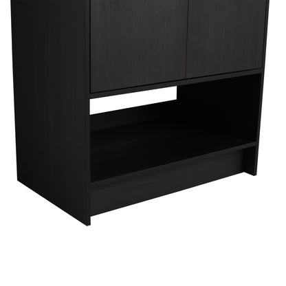 Modern Freestanding 30" Bathroom Vanity With Ceramic Sink, Soft Closing Doors Cabinet - Dark Oak