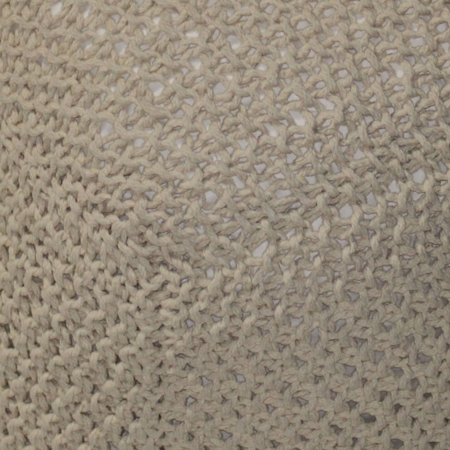 Semi Rounded Pouf Cable Knitted Handmade Seating And Footrest - Beige