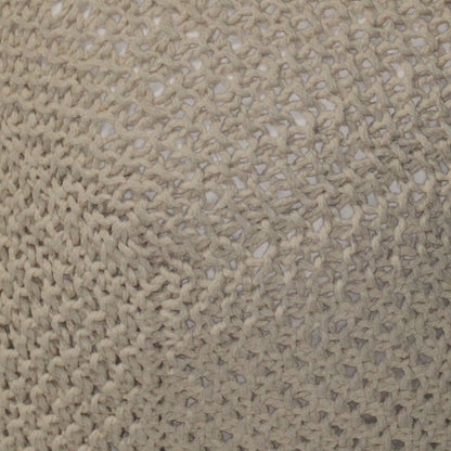 Semi Rounded Pouf Cable Knitted Handmade Seating And Footrest - Beige