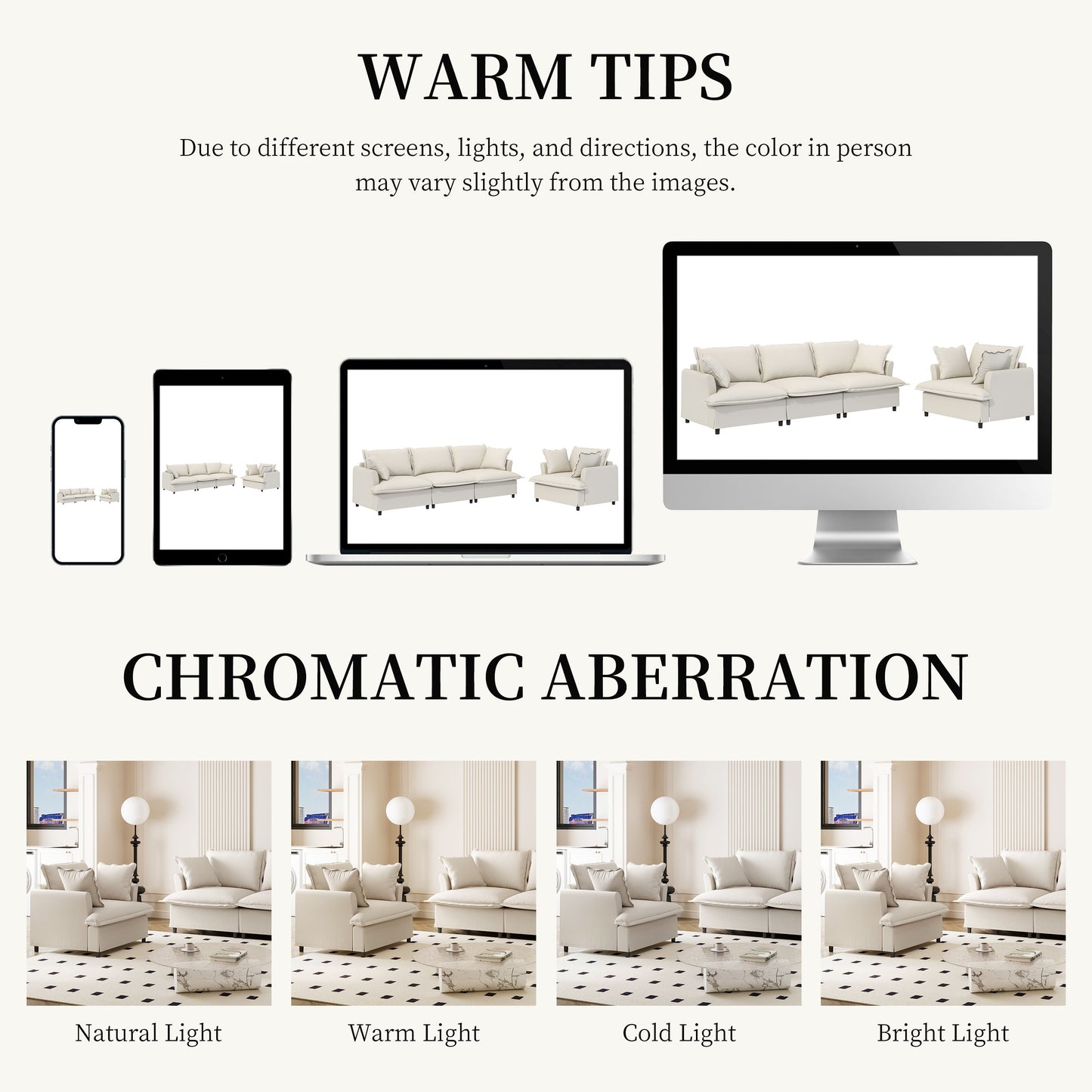 2 Piece Living Room Set With Throw Pillows Sectional Couch Sets, Upholstered 3 Seater Sofa & Armchair 4 Seat - Beige