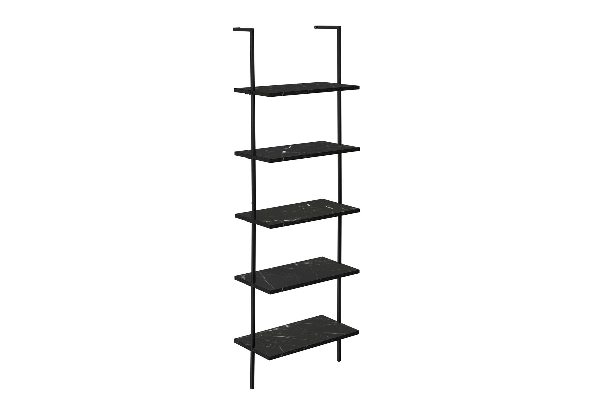 Bookshelf, Bookcase, Etagere, Ladder, 5 Tier, For Office, Marble Look Contemporary & Modern - Black
