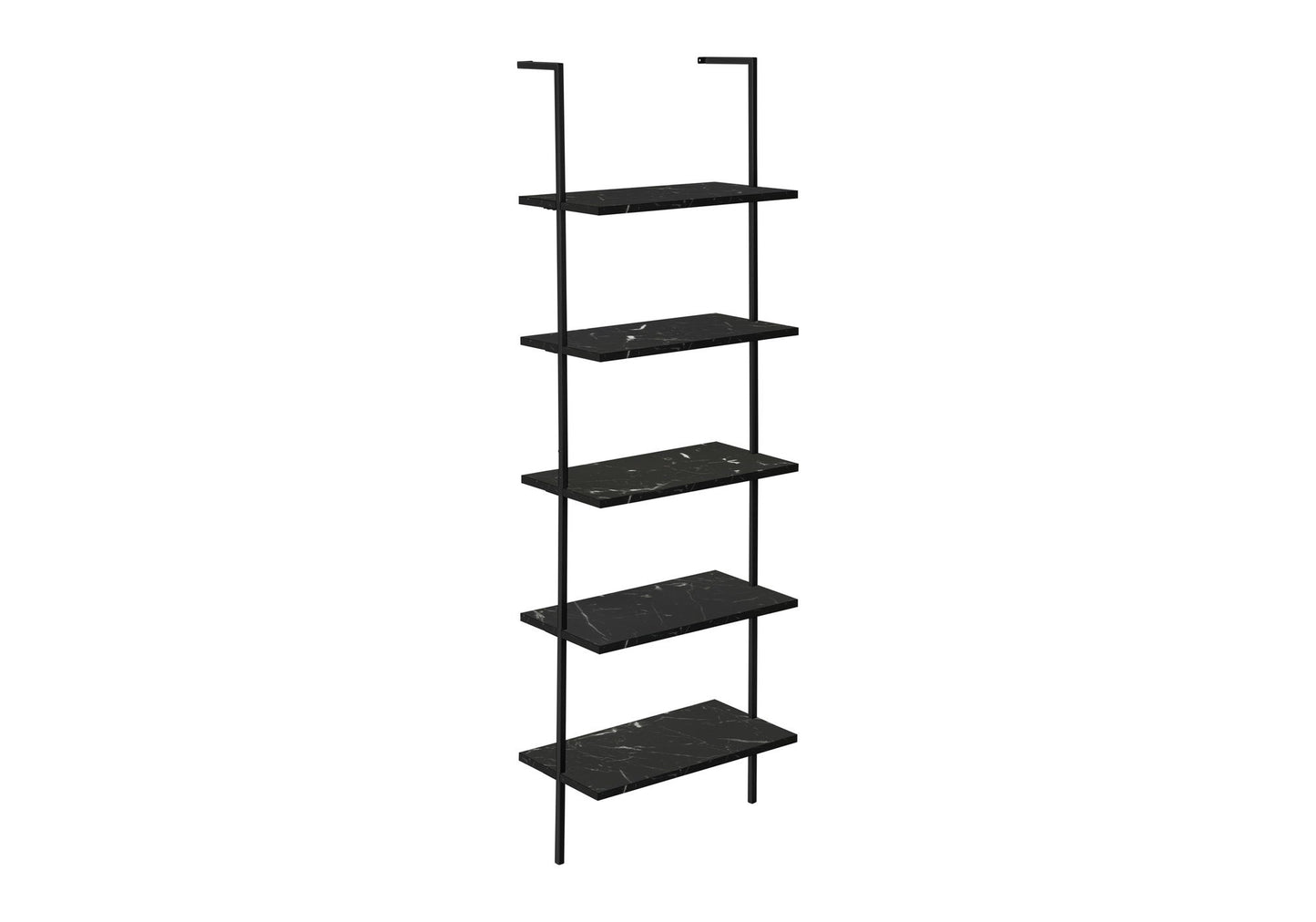 Bookshelf, Bookcase, Etagere, Ladder, 5 Tier, For Office, Marble Look Contemporary & Modern - Black