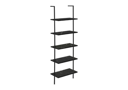 Bookshelf, Bookcase, Etagere, Ladder, 5 Tier, For Office, Marble Look Contemporary & Modern - Black