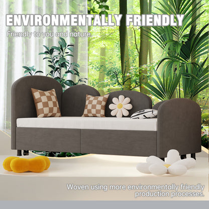 Modern Twin Size Upholstered Daybed With Additional Bed Frame - Dark Gray