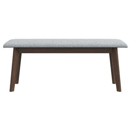 Carlos-Upholstered Solid Wood Bench - Gray