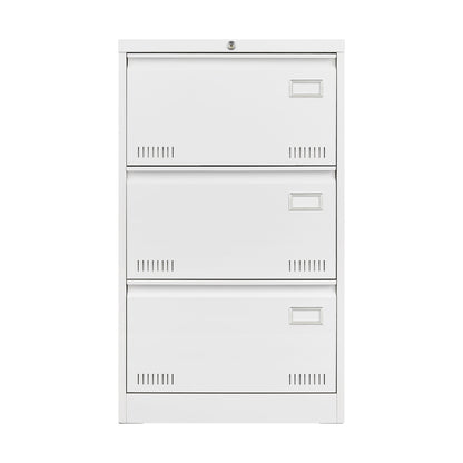 Filing Cabinet Lateral File Cabinet With Lock, 3 Drawer - White