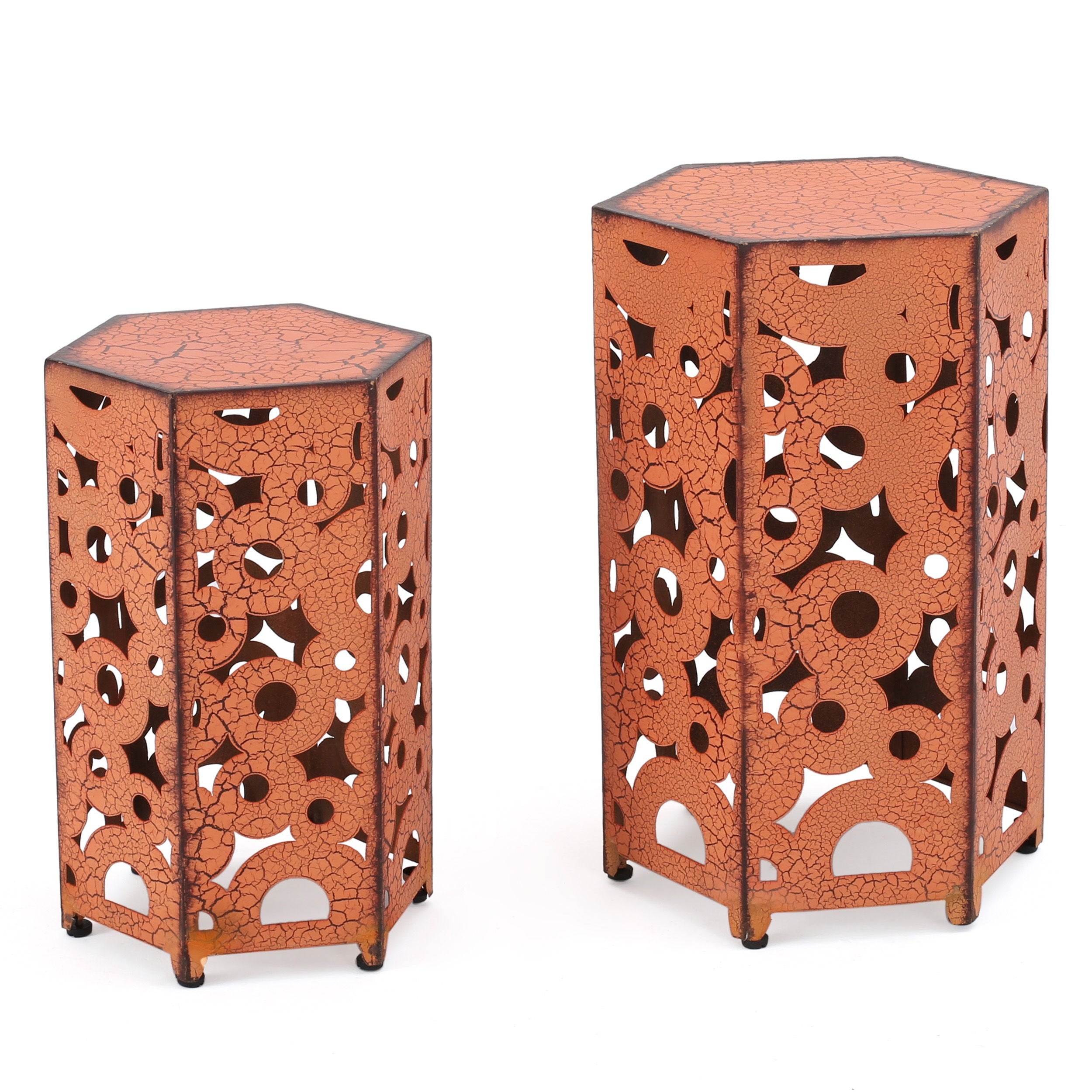 Selva - Accent Table Set Iron Construction - Orange