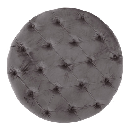 Modern Velvet Ottoman Footstool With Plush Cushioning - Gray