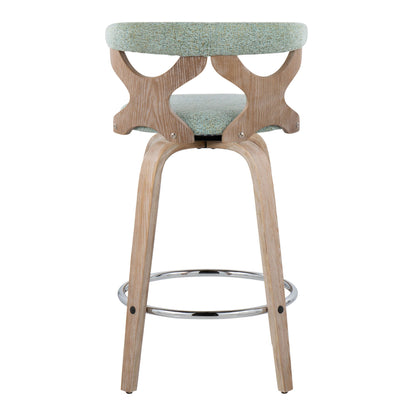 Gardenia - Contemporary Fixed - Height Counter Stool With Swivel With Round Footrest (Set of 2) - Green