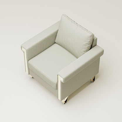 Shiny Velvet Chair With High Resilience Foam And Durable Metal Legs - Cream White