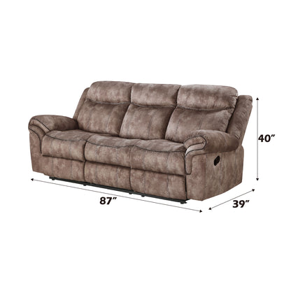 Zubaida - Two Tone Velvet Recliner Sofa With USB Port Drop Down Table - Chocolate