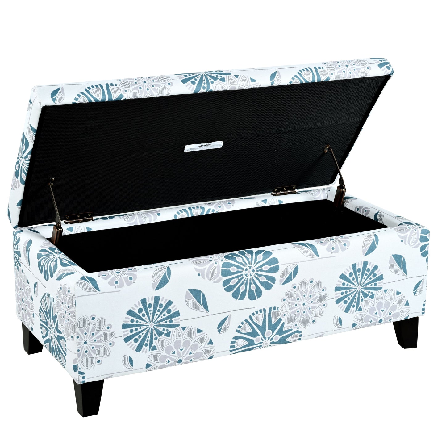 Luxury Storage Ottoman With Floral Patterned Fabric, Soft Close Hinges, Functional Footrest & Seat - Multicolor